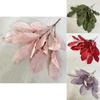 Realistic Flocking Cloth Faux Foliage Bouquet For Home Decor Wedding Photography Props