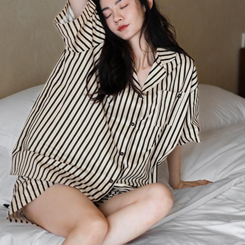 

Летняя женская пижама из мягкого хлопка, повседневная пижама с милым принтом утки, женская пижама с лацканами, кардиган, повседневная XXL for 70-80kg