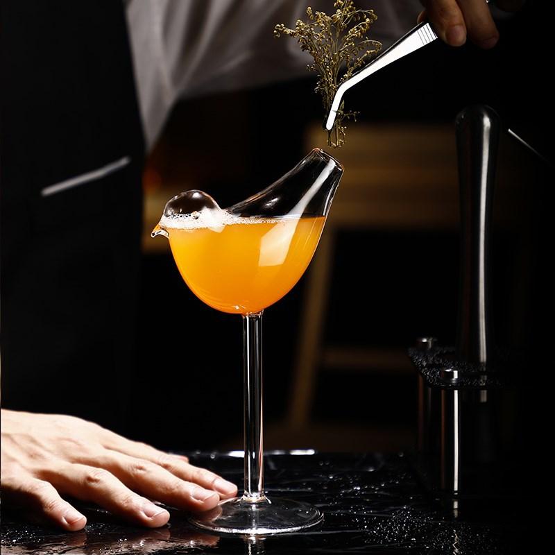 Creative Cocktail Glass Bird Design Clear Cocktail Glass Novelty Drink Cup for KTV Bar Night Party Cocktail Tool