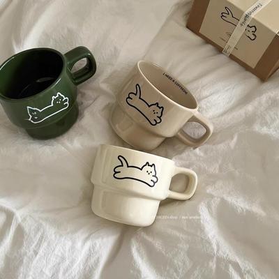 Niedliche Katze Tasse ~ Ins Stil Paar Bestie Paare und Paare Souvenirs Geschenke mit Hochtemperatur Beständigkeit Keramik Kaffeetasse Wasserbecher