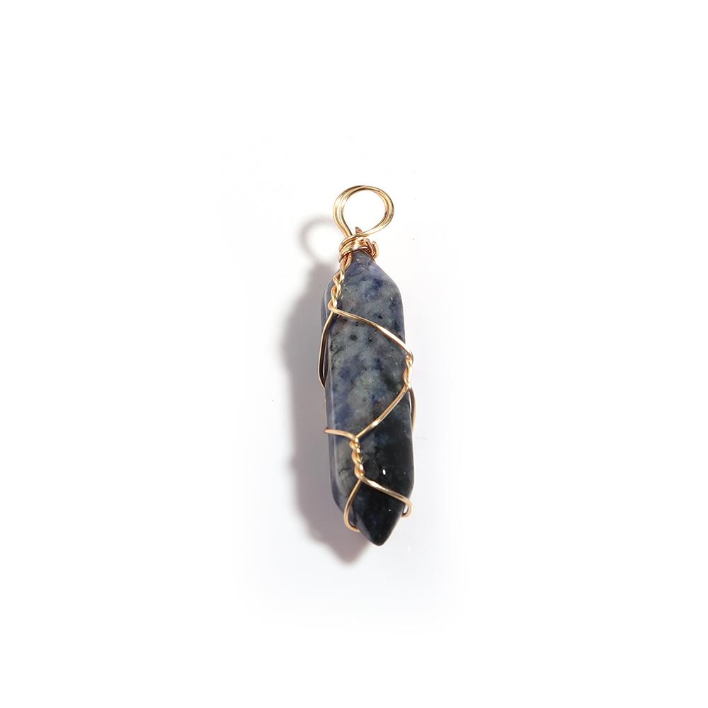 1 Pc Natural Stone Charms 40mm Color Bullet Shaped Handmade Gold Wire Pendants for DIY Necklace Gifts Jewelry Making Accessories