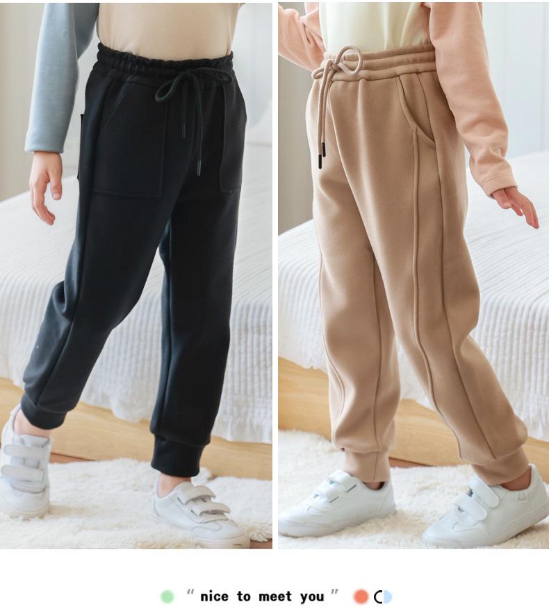 Kids' Seven-Level Windproof Velvet Sweatpants - Korean Style for Autumn/Winter