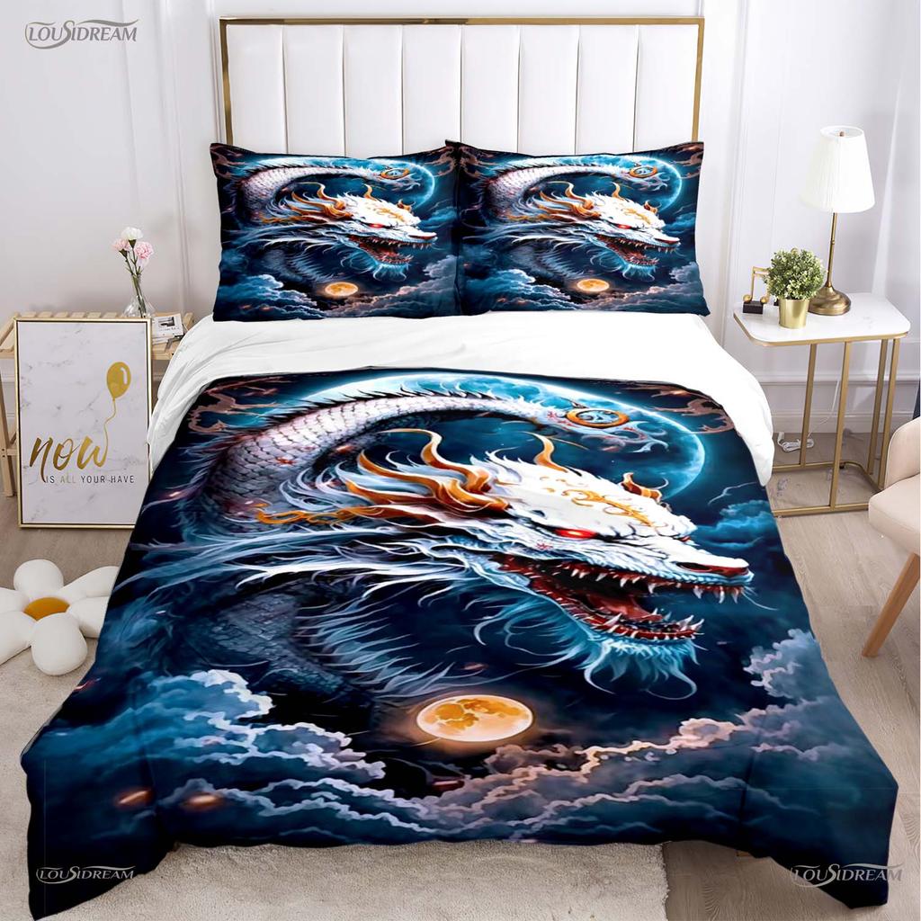 Fashion Dragon and Tiger Battle All Season Duvet Cover Bedding Sets Soft Quilt Cover and Pillowcases Single/Double/Queen/King