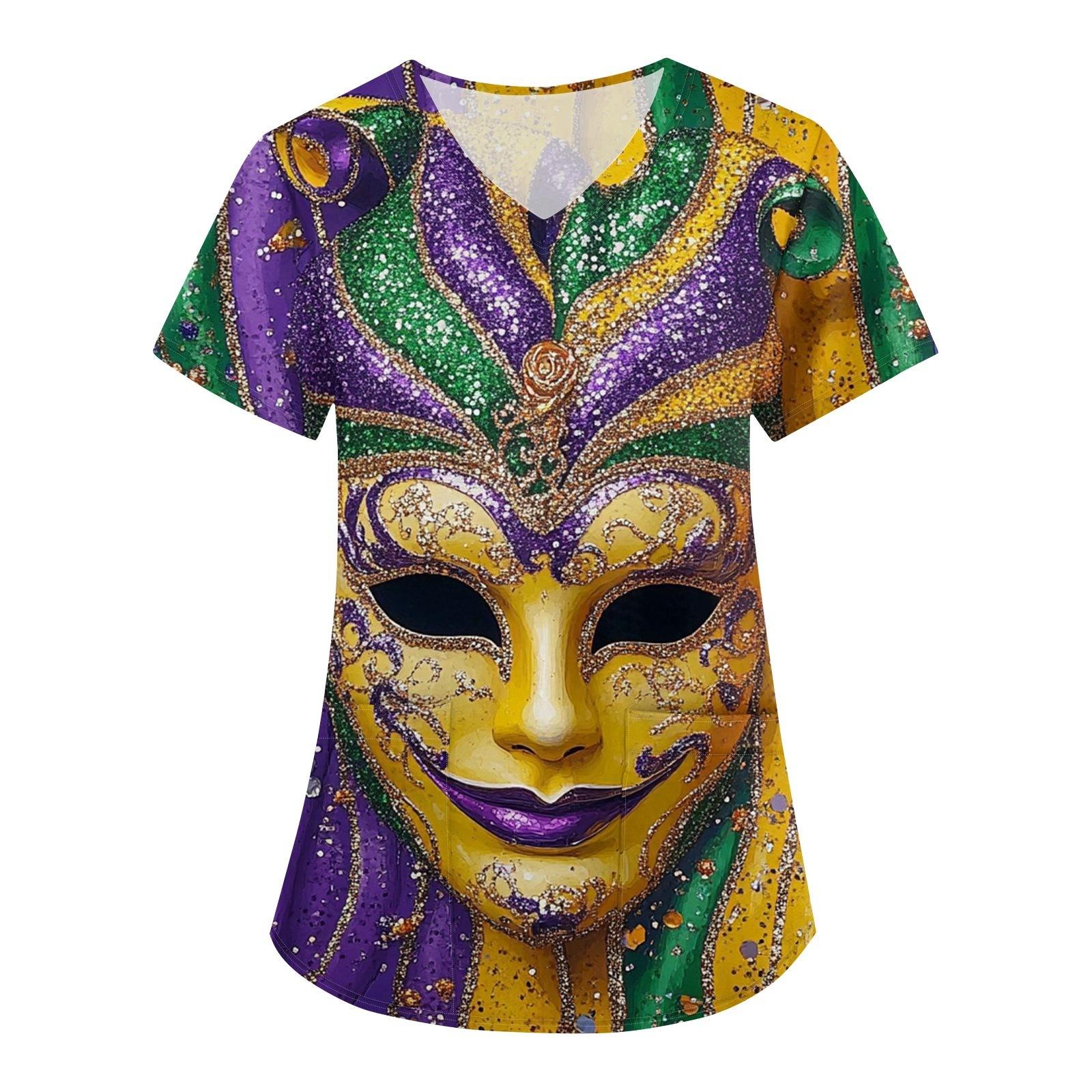 

Женская мода V-образный вырез с короткими рукавами рабочая одежда с карманами карнавальный принт верхняя одежда по уходу XXXXXL оранжевый