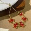 Elegant Red Maple Leaf Bracelet for Women - Luxurious, Fashionable, Versatile Zircon Jewelry