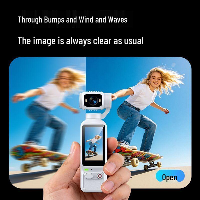 Pocket HD Gimbal Camera: 90° Rotating, Anti-Shake, Outdoor, Handheld for Cycling & Vlogs