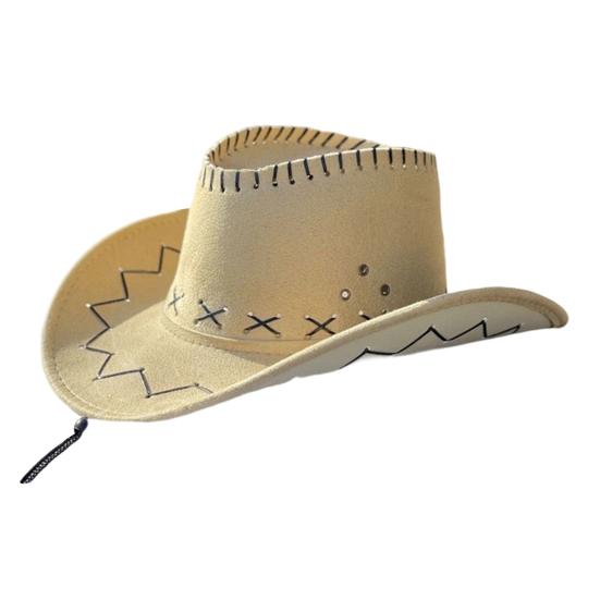 Sombrero de Vaquero Occidental, Sombrero de Gamuza Suave de Ala Ancha para Protección Solar, Sombrero para Acampar al Aire Libre para Hombres Mujeres, Sombrero de Pescador con Toldo Solar para Exteriores con Ajustable
