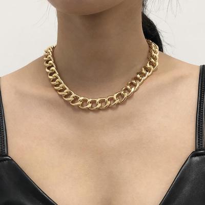 Náhrdelník pro ženy Twist Gold Stříbrná barva Robustní Thick Lock Choker Řetízkové náhrdelníky