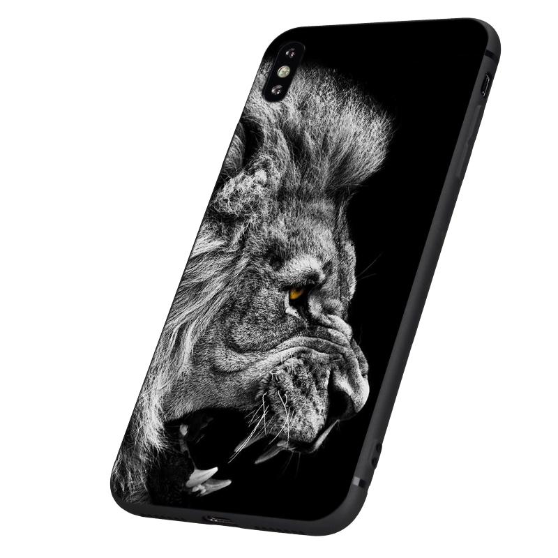 Black Tpu Case for Iphone 5 5s Se 6 6s 7 8 Plus X 10 Silicone Cover XR XS 11 12 Pro MAX Mini SE 2020 Lion Tiger Fashion Animal