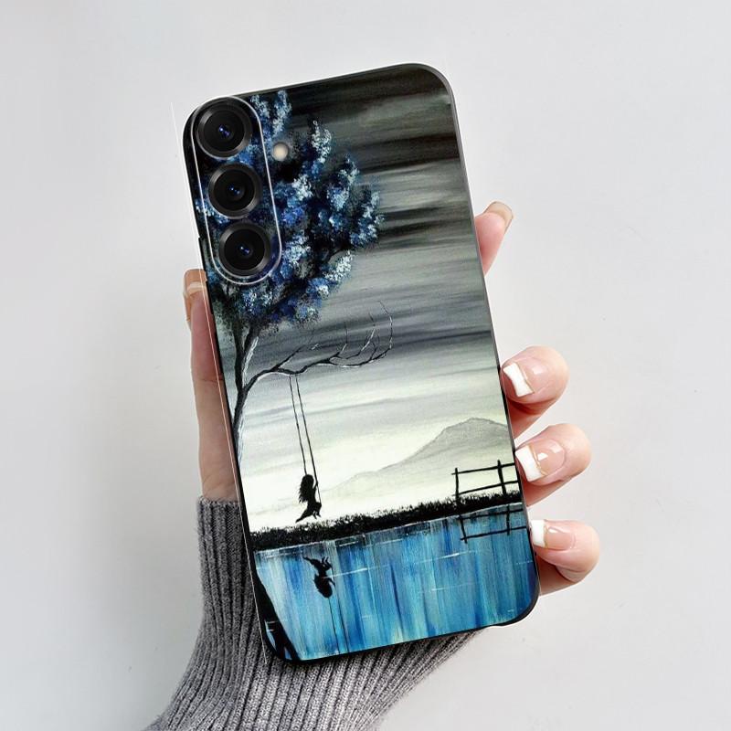 For Samsung Galaxy A26 A36 A56 5G Casing New Design 2024 Heart Printed Black Matte Soft Silicone Protective Cover Case