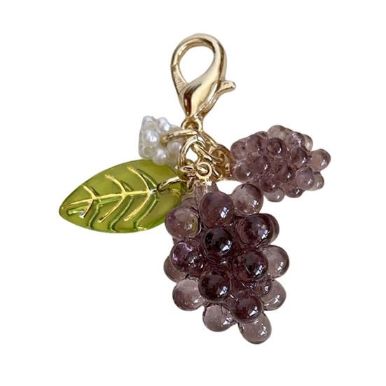 Keychain Pendant Grape Bunch Shape Purse Pencil Case Pendant with Universal Lobster Clasp Decorative Keyring Charm