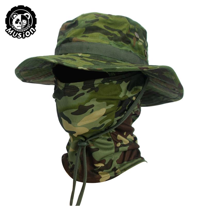 Musion Boonie Hoed Balaclava Hoed Pak Opvouwbare Hoed Zonbescherming Vissershoed Ademend Visser Buiten Jagen Vissen Breed H