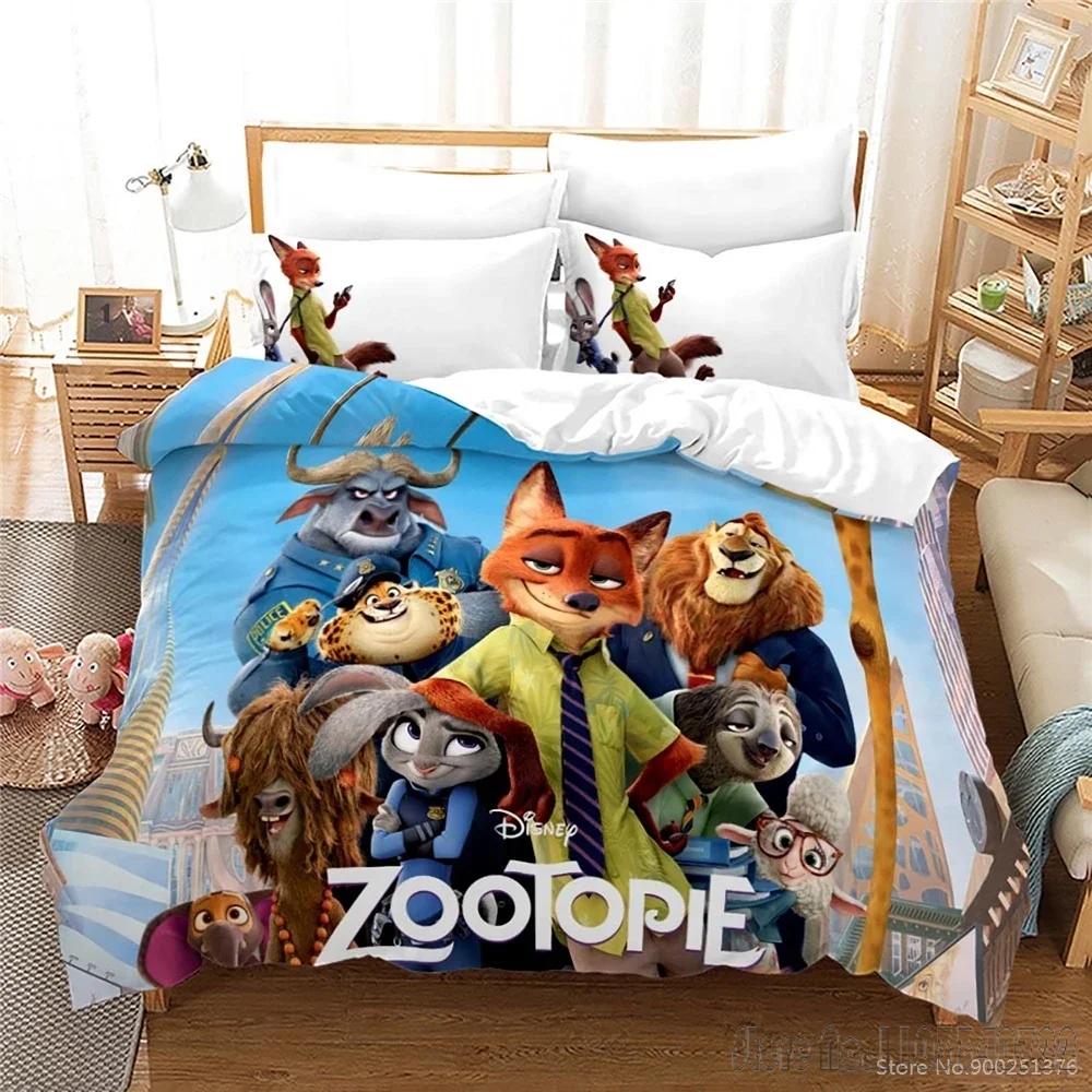 Cartoon Zootopia Zootropolis 3d Printed Duvet Cover Set HD Comforter Cover Bedclothes for Kids Bedding Sets Bedroom Decor