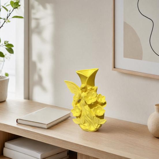 jijijing 3D Printed Fairy Garden Sculpture Vase, Fantasy Flower Pot with Statue, Dual-Use Holder for Desktop Entryway & Creative Gift