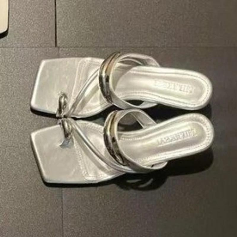 Designer Women High Heeled Sandals Elegant Woman's Slippers Summer 2025 Trend Fashion Pumps Slides Luxury Sandalias De Mujer
