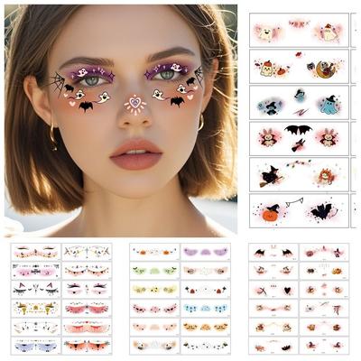12pcs Disposable Halloween Face Tattoo Waterproof Halloween Bat Face Stickers  Enhance Atmosphere