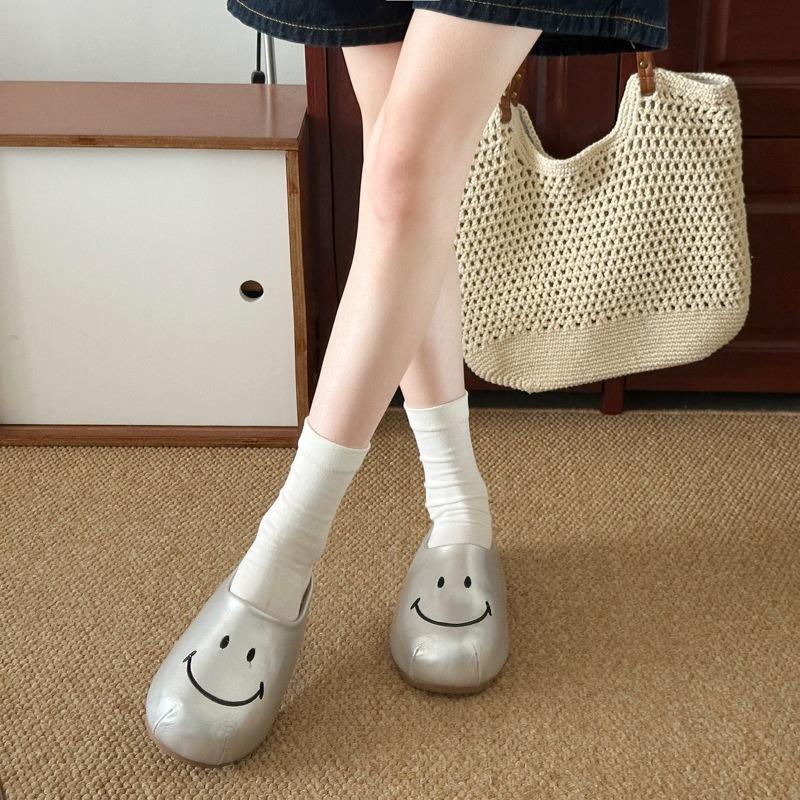 Summer new inner height increase smiley face thick bottom lazy woman wearing retro small bag head slippers