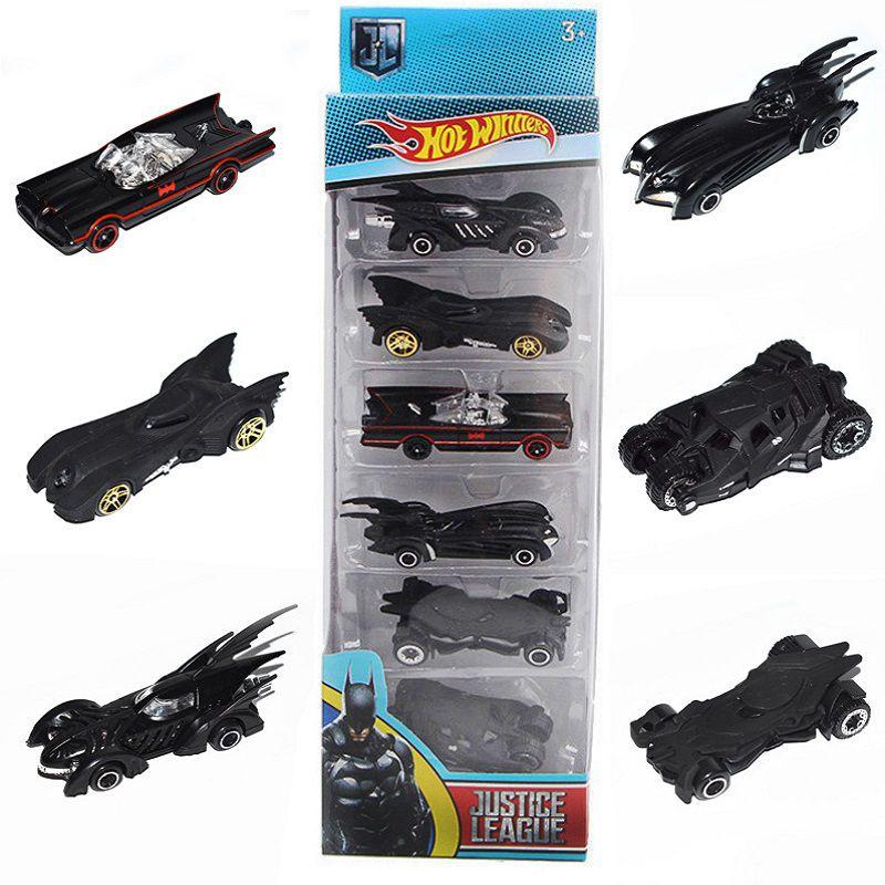 Conjunto Clássico de 6 Carros Die-cast Hot Wheels Dc Comics Batman Batmóvel Para Crianças e Adultos
