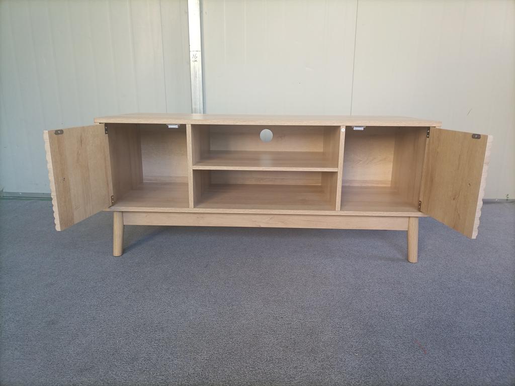 110 cm TV Stand, Mid-Century Modern Style, Suitable for 32/45-Inch TVs, Entertainment Center, Media Console for Living Room and Bedroom, Oak Color