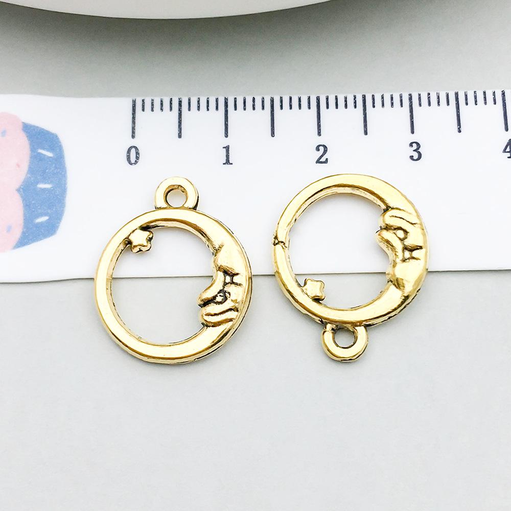 100-Piece Five-Color Alloy Sun, Moon, and Star Pendant Charms for DIY Jewelry