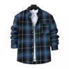 Autumn European and American Fashion Men's Brushed Thin Plaid Long-sleeved Light Mature Casual Shirt