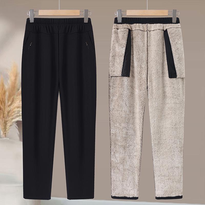 

Thickened Winter Fleece Velvet Pants for Middle-Aged & Elderly Women - Warm Straight-Leg Plus Size 3XL