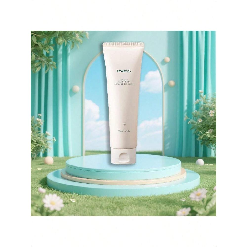 Aromatica Tea Tree Balancing Detergente Schiumogeno 180g Vegano Detergente Doppio Lavaggio Viso Per Pelle Grassa, Verificato EWG