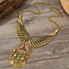 Vintage Inspired Ethnic Coin And Tassel Necklace With Wing Design For Daily