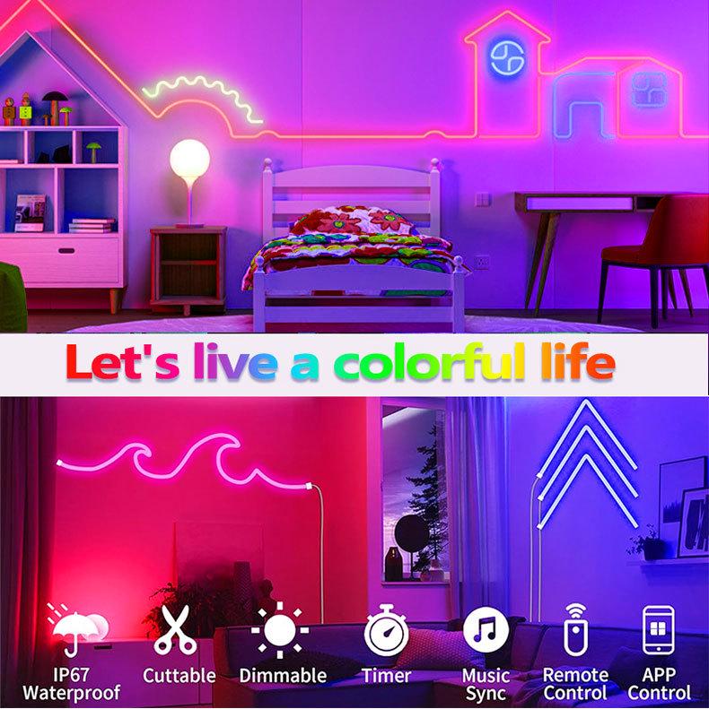 USB Neon RGB Silicone LED Waterproof Graffiti Bluetooth Music Atmosphere Light