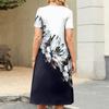 Ladies' Floral Printed Casual And Fashionable Short Sleeved Round Neck Dress