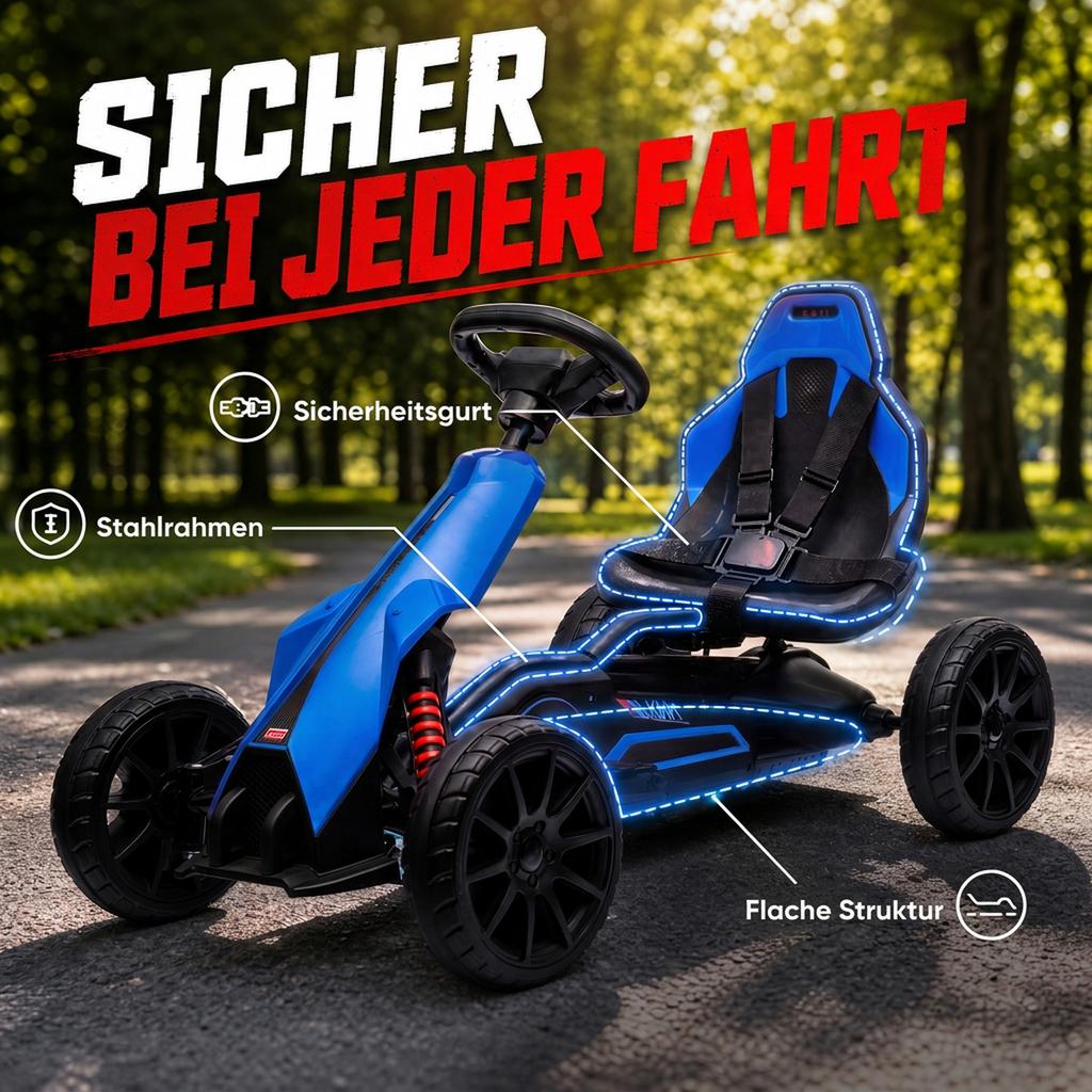Kids Electric Go-Kart 12 V 3-5km/h Go Kart for 3-8 Years, Blue