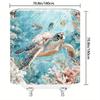 Fashion Sea Turtle Shower Curtain - Coral Reef, Vibrant Watercolor Style, Detailed Design,Polyester, Machine Washable