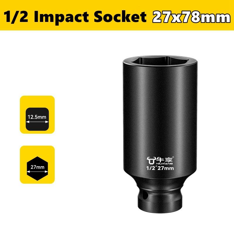 8-28mm Impact Wrench Socket Square Driver Head 1/2" Impact Socket Lengthed Adapter Wrench Head Hexagon Electrical Wrench Socket