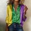Camicia da donna, camicetta, stampa, bottoni, manica lunga, casual, basic, colletto, regolare