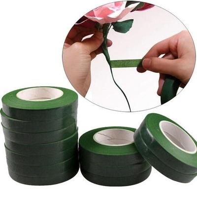 30 m selbstklebendes grünes Papierband mit Blumenstiel für Girlandenkränze, DIY-Kunsthandwerk, künstliche Seidenblumen