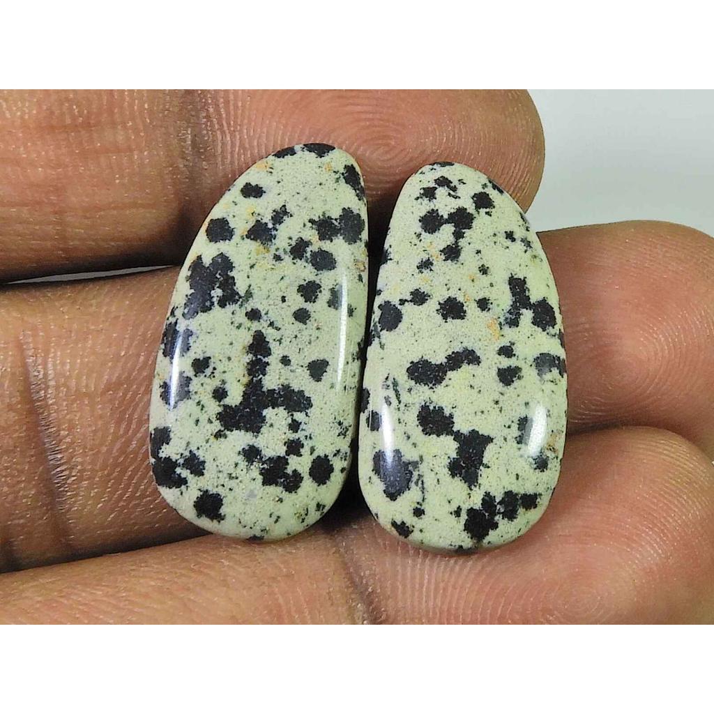 20.95Cts. Natural Dalmation Jasper (13mm X 26mm each) Cabochon Match Pair SK-2521