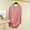 T-shirt da Donna in Modal Larga a Maniche Lunghe - Primavera/Estate Sottile Girocollo Taglie Forti Versatile Top alla Moda