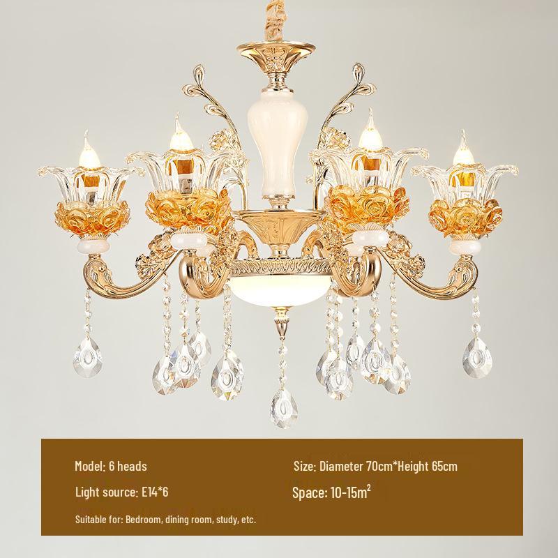 European Zinc Alloy Crystal Chandelier for Living Room, Bedroom, or Restaurant