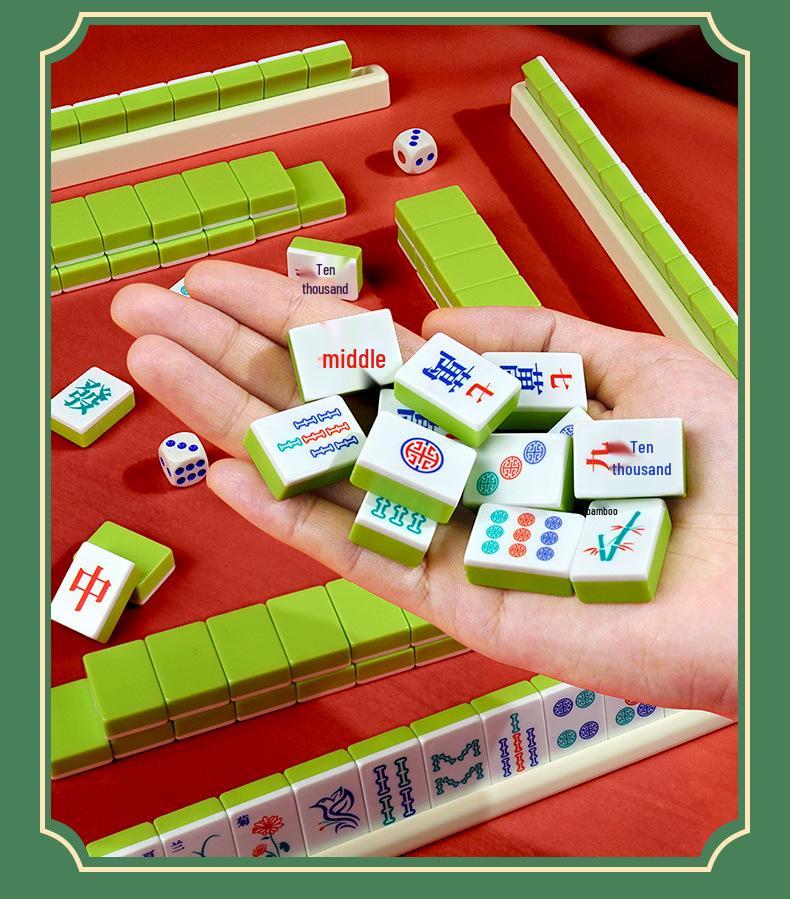 Children's Portable 144-Tile Mahjong Set for Home, Travel, Team Building, Parties, Stress Relief