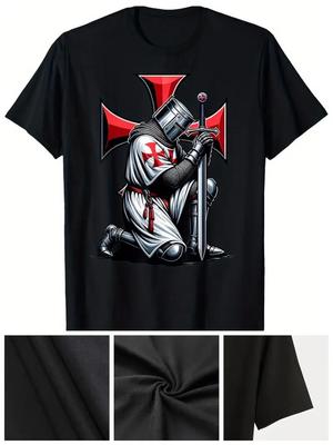 Männer039;s Templer Ritter Christlicher Krieger Kreuzritter T-ShirtLässiges Baumwoll Rundhals Unisex T-Shirt
