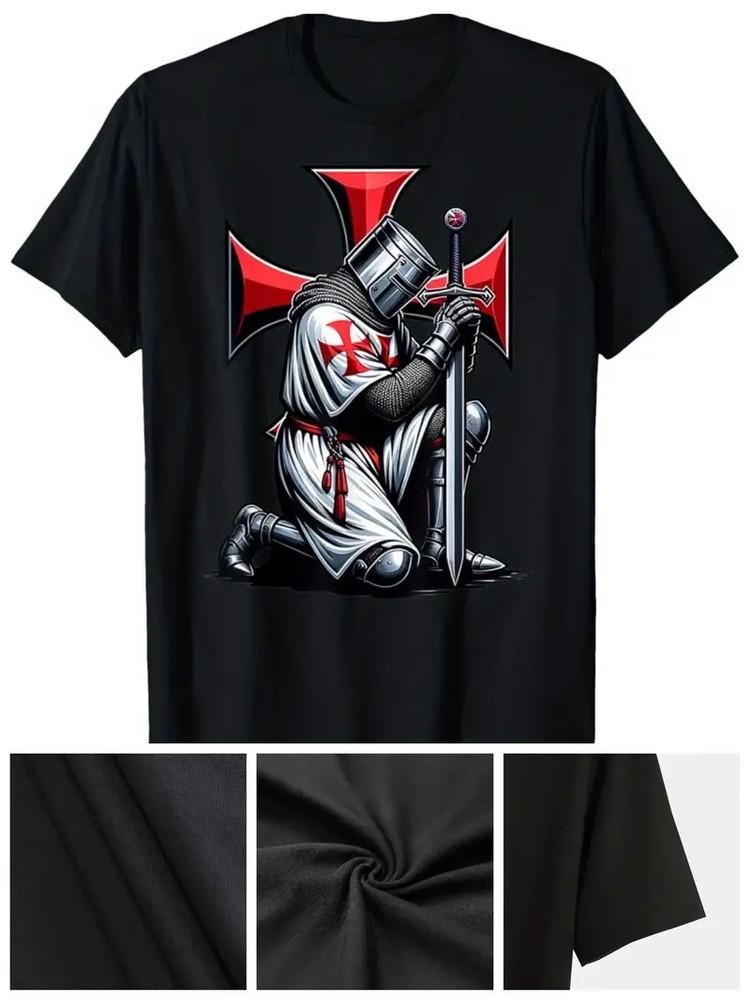 Men039;s Knight Templar Christian Warrior Crusader T-ShirtCasual Cotton Crew Nec Unisex T-Shirt L