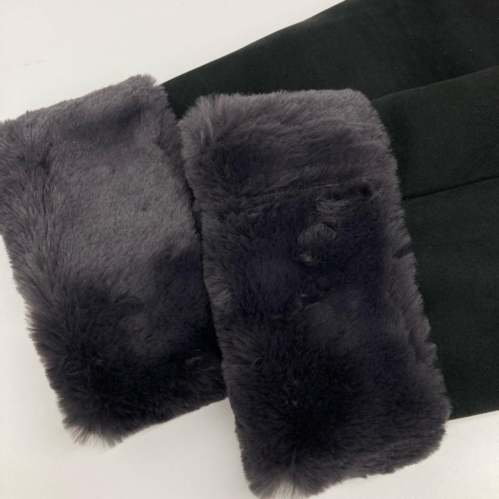 LEMONPLET Black faux shearling zip long coat coat S blackUsed