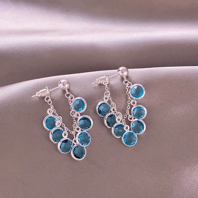Crystal Drop Earrings For Women Luxury Elegant Dangle Earrings Unique Design Stud Earrings Fashion Jewelry Gift синий