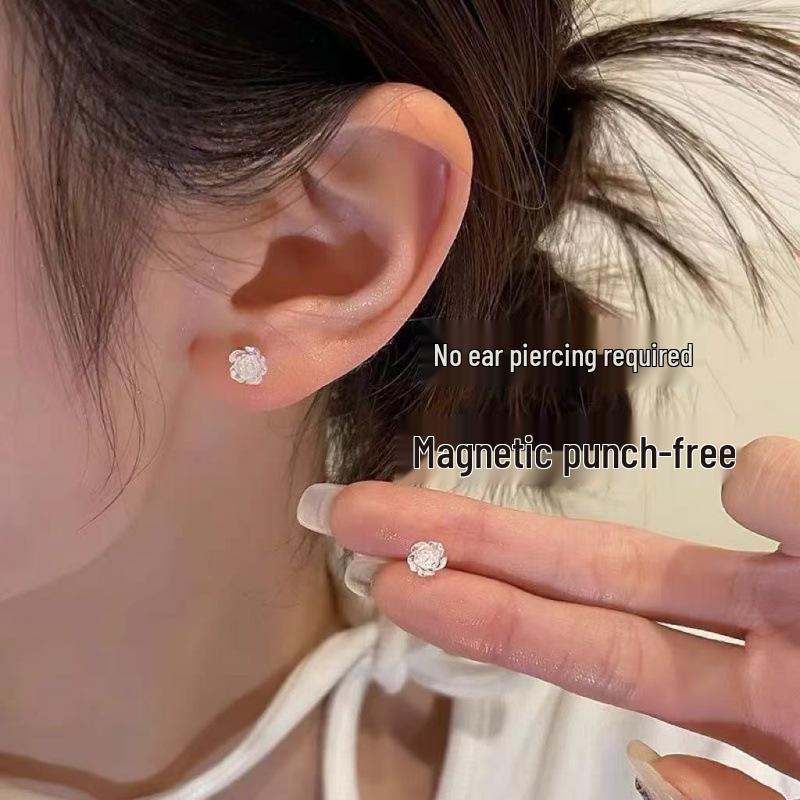 Sweet Camellia No-Piercing Magnetic Butterfly Earrings for Women