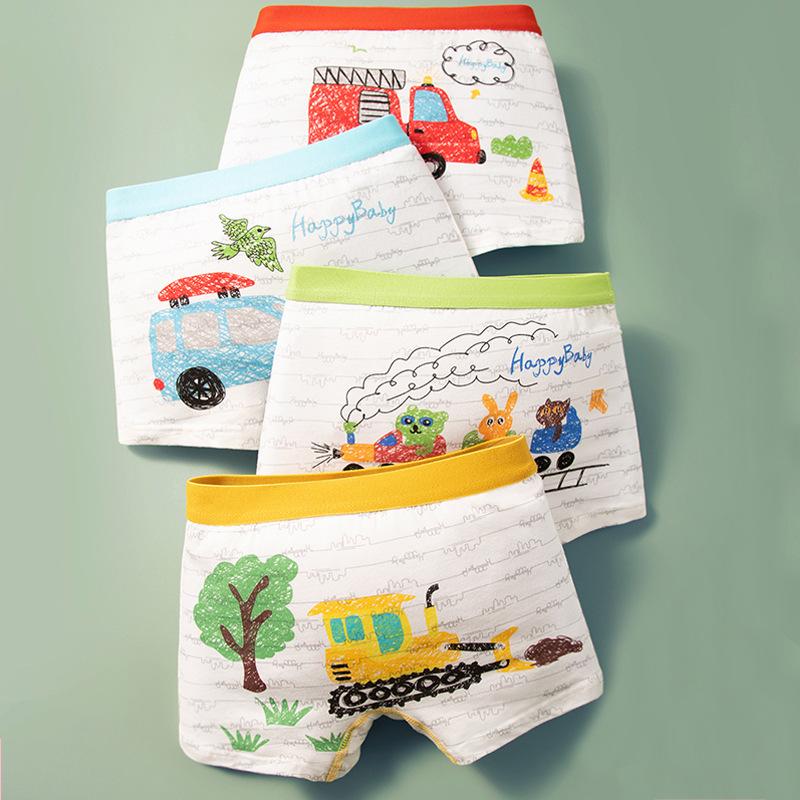 Boys' Boxer Briefs Boys' Toddler Personalized Printed Durable and Not Easily Deformed Underwear Truck Shorts Soft Cotton Cute Children's Underwear