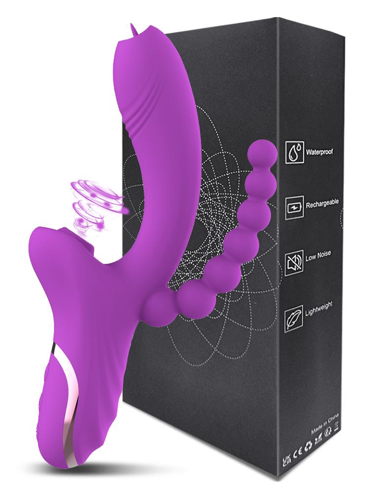 3 In 1 Clit Sucker Dildo Vibrator for Women Clitoris G Spot Tongue Licking Vacuum Stimulator Adult Goods for Female Sex Toys
