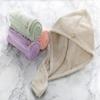 Women Fast Drying Hair Towel Coral Velvet Hair Towel Women Wrap Head Absorption Ater Bath Hat with Button  Bathroom Supplies