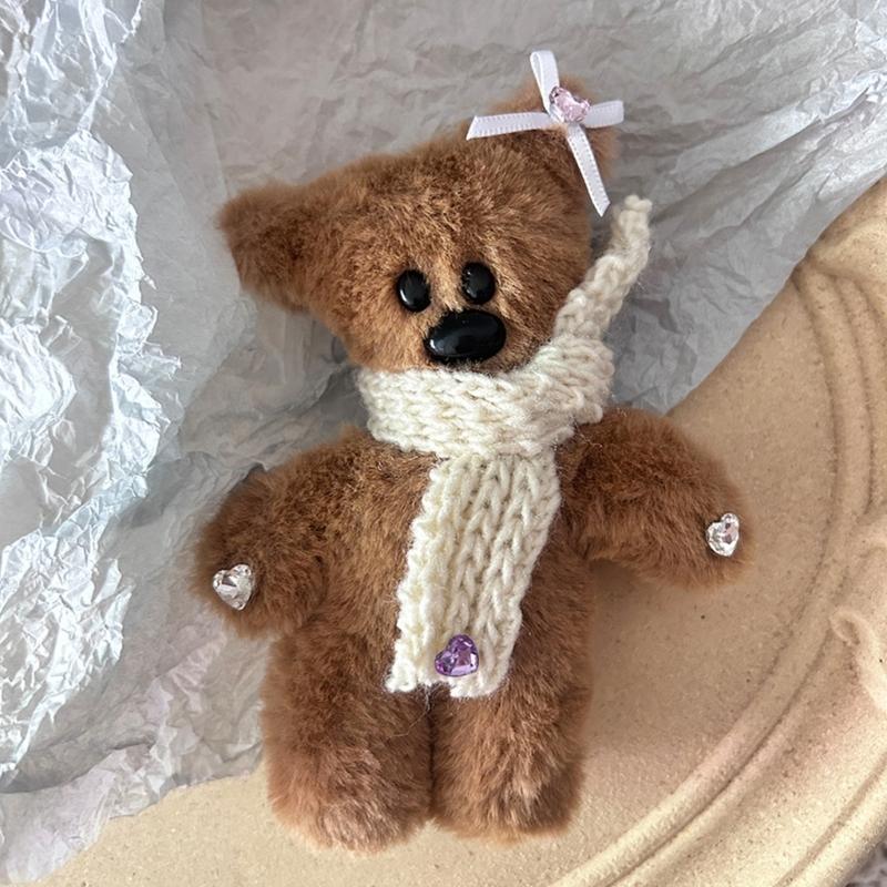 Y2k Scarf Plush Bear Hair Clip Soft Cute Show Small Face Bangs Hair Clip Hair Accessories Scarf Bear Barrette for Girl