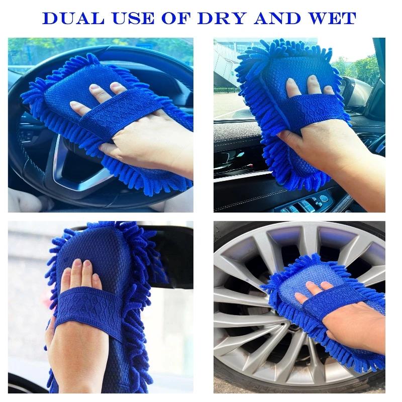 Top Quality 2Pc Microfiber Car Washer Sponge Cleaning Car Care Detailing Brushes Washing Towel Auto Gloves Styling Accessories