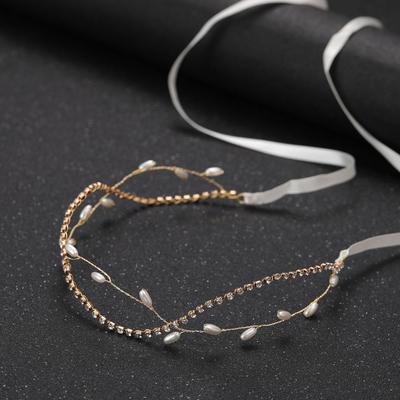 Handmade Pearl Setting Bridal Headband Women Wedding Headpieces Ornaments for Banquet Wedding Masquerade